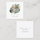 Foto Event Hochzeitsplaner Mint Gerahmt Florals Quadratische Visitenkarte (Vorne/Hinten)