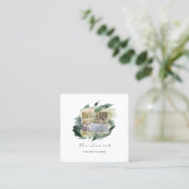 Foto Event Hochzeitsplaner Mint Gerahmt Florals Quadratische Visitenkarte (Stehend Vorderseite)