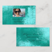 Foto Event Makeup Artist Leather Shimmering Aqua Visitenkarte (Vorne/Hinten)