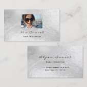 Foto-Event-Makeup Künstlerleder Silver Grau Visitenkarte (Vorne/Hinten)