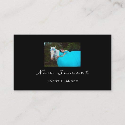 Foto Eventplaner Schwarz-weiß Elegante Moderne Visitenkarte (Vorderseite)