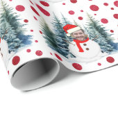 Foto Face Christmas Funny Snowman Geschenkpapier (Rolleneckpunkt)