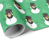 Foto Face Snowman Frohe Weihnachten auf Spanisch Geschenkpapier (Rolleneckpunkt)
