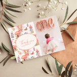 Foto Fairy Erster verzauberter Wald 1. Geburtstag Dankeskarte<br><div class="desc">Mit unserer Foto Fairy First Girl's 1st Birthday Dankeschön Card bedanken Sie sich herzlich. Diese Karte dient als eine angenehme und persönliche Art, Ihre Wertschätzung denjenigen auszudrücken, die diesen besonderen Tag mit Ihrem Kleinen feierten. Passen Sie diese Dankeschön-Karte mit einem Foto vom ersten Geburtstag Ihres Mädchens an und fügen Sie...</div>