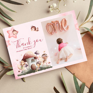 Foto Fairy First Girl's 1. Geburtstag Dankeskarte