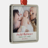 Foto Familie der drei ersten Weihnachten Ornament Aus Metall (Rechts)