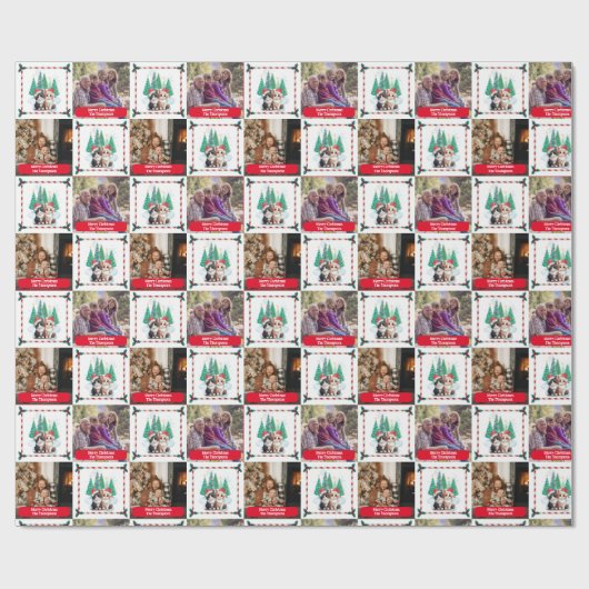 Foto Familie Katzen Weihnachtsbaum Moderne Geschenkpapier (Flach)