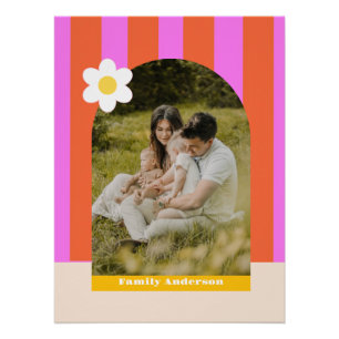 Foto Familie moderne Streifen farbenfroh retro Poster
