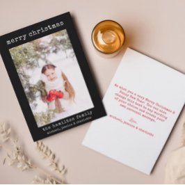 Foto Familie Stilvolle Minimalistische Weihnachtsk Dankeskarte