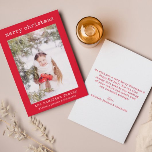 Foto Familie Stilvolle Minimalistische Weihnachtsk Dankeskarte