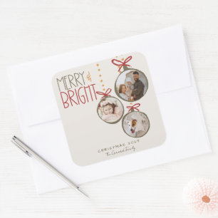 Foto Familien-Weihnachtskarte Quadratischer Aufkleber