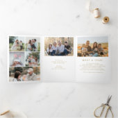 Foto-Familienjahr im Überblick Goldtypografie Dreifach Gefaltete Urlaubskarte (Innenseite)