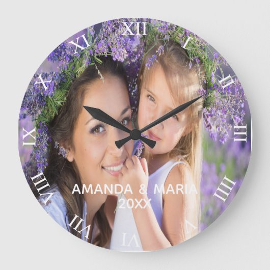 Foto Familienkinder Ehefrau Große Wanduhr (Vorderseite)
