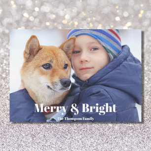 Foto Familienname Merke and Bright Holiday Card Feiertagskarte