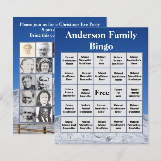Foto "Family Bingo Game Snow Covered Mountain" (Vorne/Hinten)
