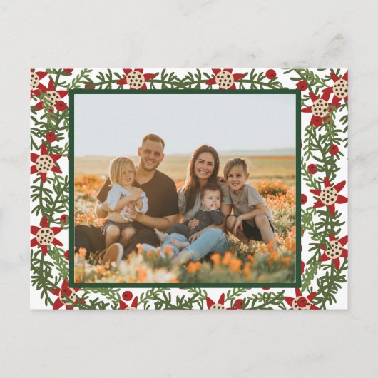Foto Family Red Green Flora Weihnachten Postkarte (Vorderseite)