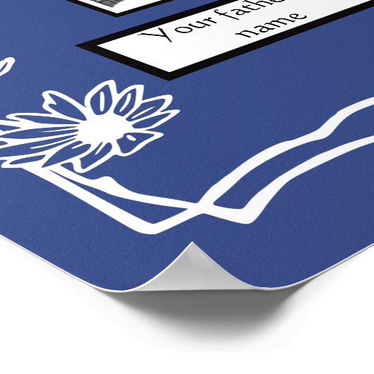 Foto Family Tree Daisy Art Border on Blue Poster (Ecke)