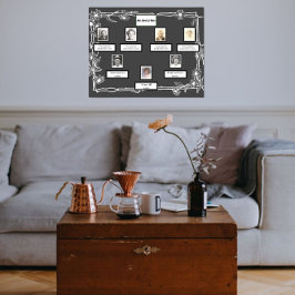 Foto Family Tree Daisy Art Border on Dark Gray Poster