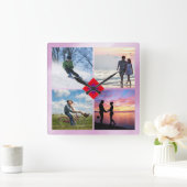 Foto 📸 👨 👩 👧 👦 farbenfrohe Liebe Collag Quadratische Wanduhr (Zuhause)