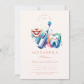 Foto Farbenfrohe Wasserfarben Zahnarzt Abschluss Einladung (Vorderseite)