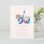 Foto Farbenfrohe Wasserfarben Zahnarzt Abschluss Einladung (Stehend Vorderseite)