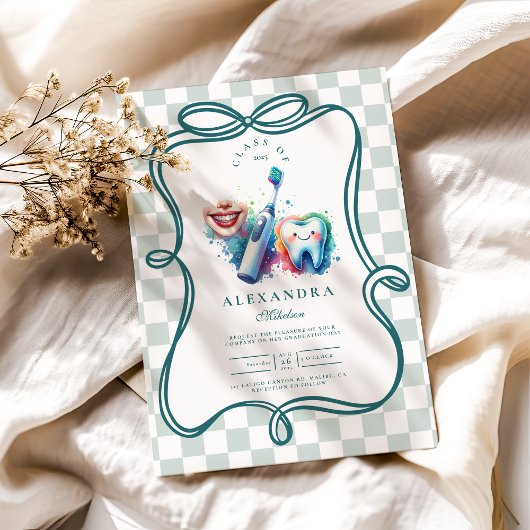 Foto Farbenfrohe Wasserfarben Zahnarzt Abschluss Einladung