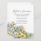 Foto Farbige Wildblume QR Code Hochzeit Einladung (Vorne/Hinten)