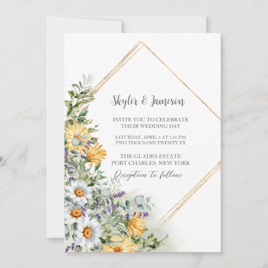 Foto Farbige Wildblume QR Code Hochzeit Einladung (Vorderseite)