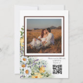 Foto Farbige Wildblume QR Code Hochzeit Einladung (Rückseite)