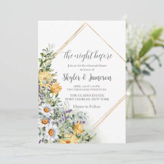 Foto Farbige Wildblume QR Code Probe Einladung (Stehend Vorderseite)