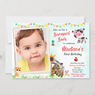 Foto Farm Einladung zum Geburtstag Farm Tiere einl