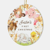 Foto Farm Friends Baby's First Christmas Keramik Ornament (Links)