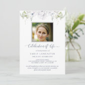Foto Feier des Lebens, Beerdigung der Weißen Flora Einladung (Stehend Vorderseite)