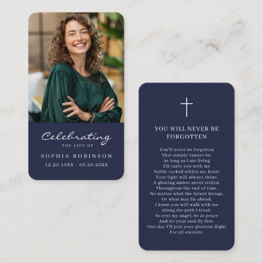 Foto-Feier-des-Lebens Moderne Gebetsblaue Karte (Vorne/Hinten)