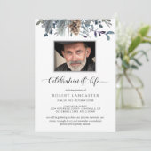 Foto-Feier, Rustikale Foliage Beerdigung Einladung (Stehend Vorderseite)