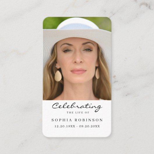 Foto-Feier zur Gedenkkarte des Lebensgefühls Visitenkarte (Vorderseite)