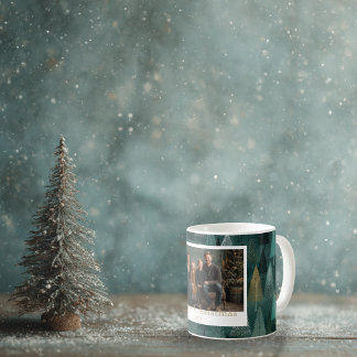 Foto-Feiertags-Grün- & Gold-Bäume-Tasse Kaffeetasse