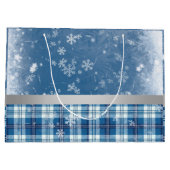 Foto Feliz Navidad Elegante Azul Große Geschenktüte (Rückseite)