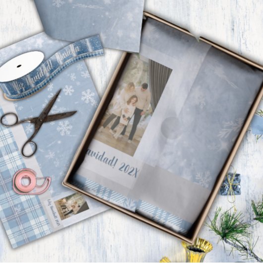 Foto Feliz Navidad Elegante Azul  Seidenpapier