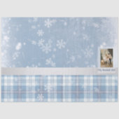 Foto Feliz Navidad Elegante Azul Seidenpapier (Vorderseite)