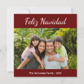 Foto Feliz Navidad Modernes Weihnachtsrot Feiertagskarte (Vorderseite)