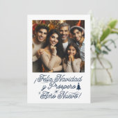 Foto Feliz Navidad & Próspero Año Nuevo Einladung (Stehend Vorderseite)