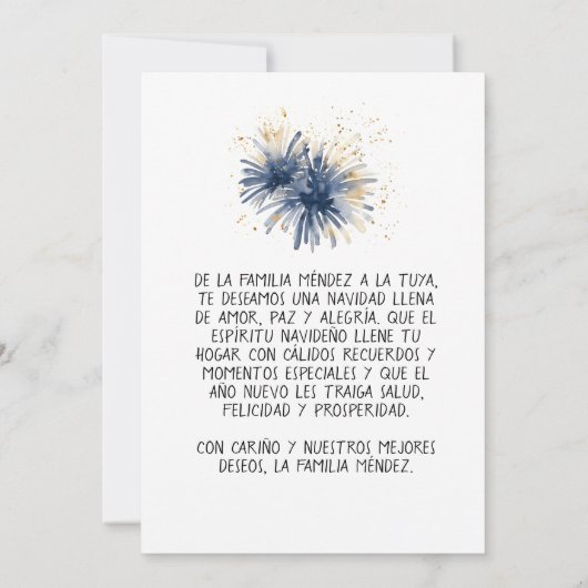 Foto Feliz Navidad & Próspero Año Nuevo Einladung (Rückseite)