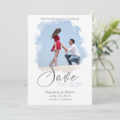 Foto-Fenster "Pinke Stroke" Save the Date Einladung (Stehend Vorderseite)