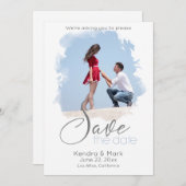 Foto-Fenster "Pinke Stroke" Save the Date Einladung (Vorne/Hinten)