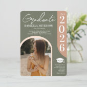 Foto fett 2023, grün, rosa Abschluss Einladung (Stehend Vorderseite)