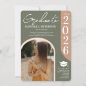 Foto fett 2023, grün, rosa Abschluss Einladung (Vorderseite)