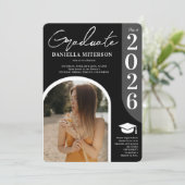 Foto fett 2023 schwarzer Abschluss Einladung (Stehend Vorderseite)