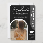 Foto fett 2023 schwarzer Abschluss Einladung (Vorderseite)