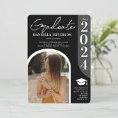 Foto fett 2023 schwarzer Abschluss Einladung (Stehend Vorderseite)